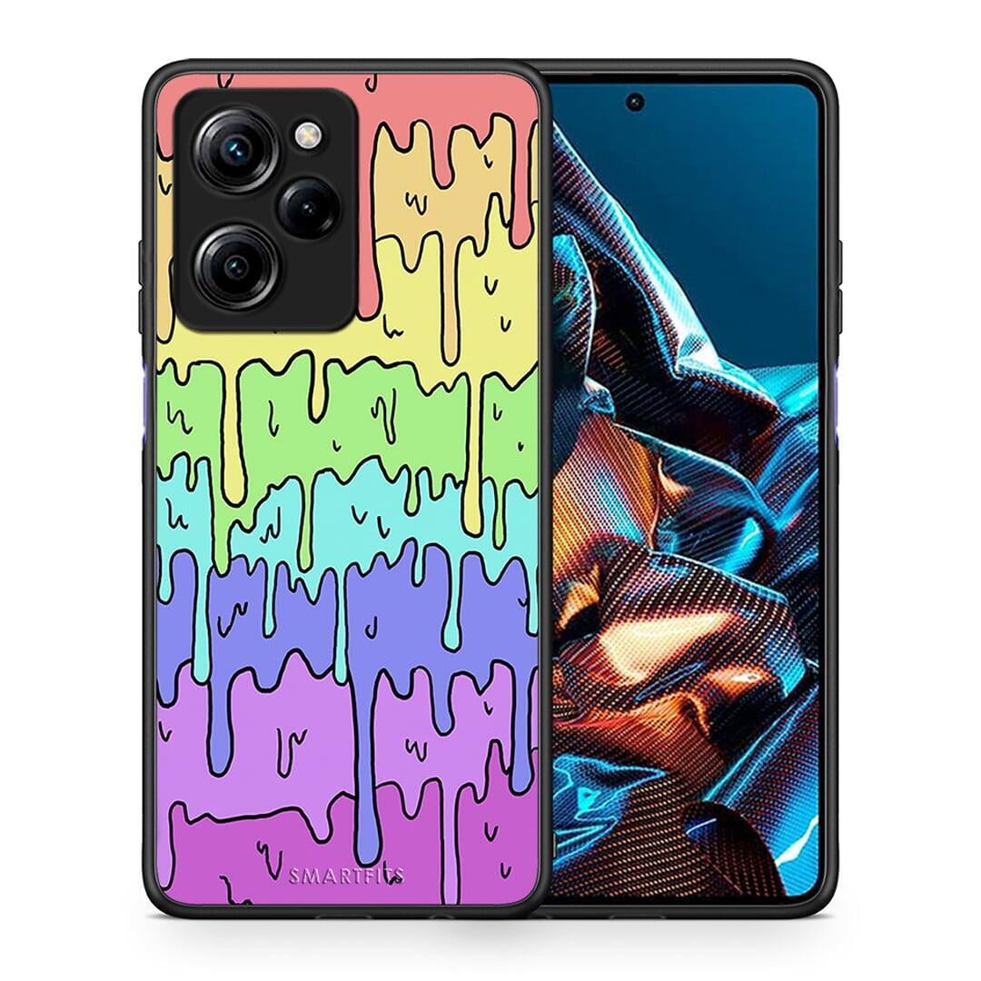 Θήκη Xiaomi Poco X5 Pro 5G Dual Melting Rainbow από τη Smartfits με σχέδιο στο πίσω μέρος και μαύρο περίβλημα | Xiaomi Poco X5 Pro 5G Dual Melting Rainbow Case with Colorful Back and Black Bezels