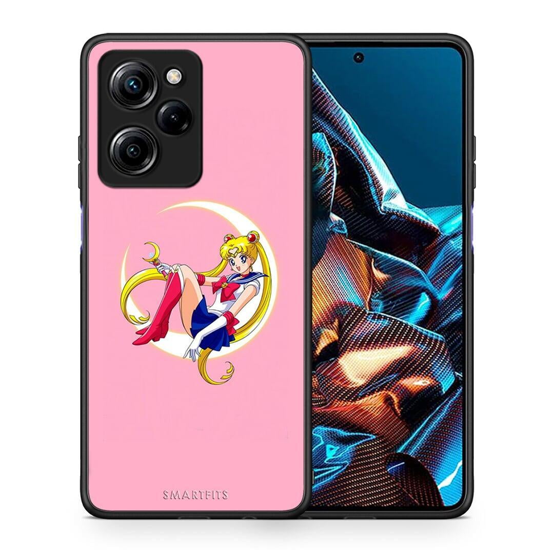 Θήκη Xiaomi Poco X5 Pro 5G Dual Moon Girl από τη Smartfits με σχέδιο στο πίσω μέρος και μαύρο περίβλημα | Xiaomi Poco X5 Pro 5G Dual Moon Girl Case with Colorful Back and Black Bezels