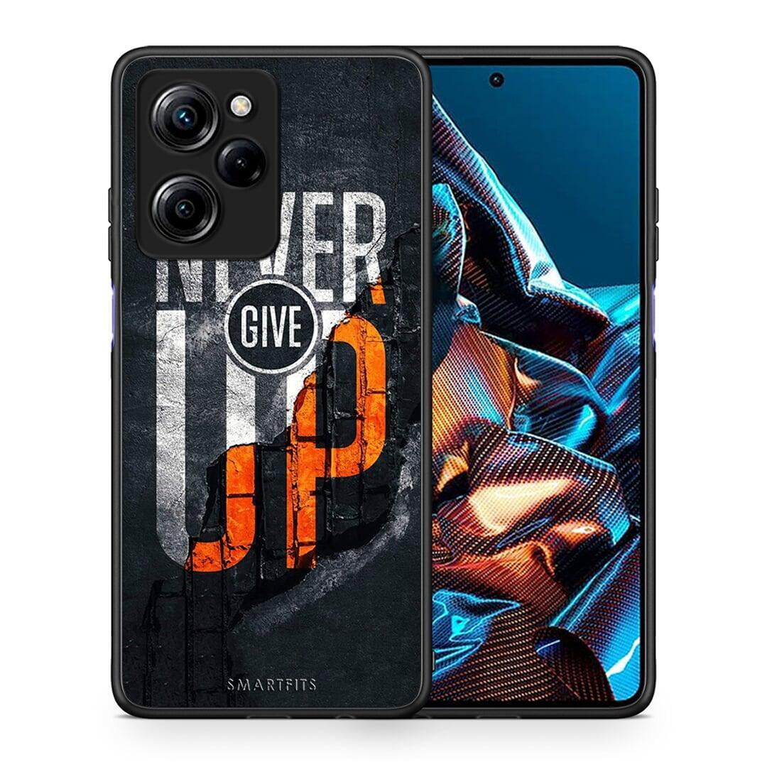 Θήκη Xiaomi Poco X5 Pro 5G Dual Never Give Up από τη Smartfits με σχέδιο στο πίσω μέρος και μαύρο περίβλημα | Xiaomi Poco X5 Pro 5G Dual Never Give Up Case with Colorful Back and Black Bezels