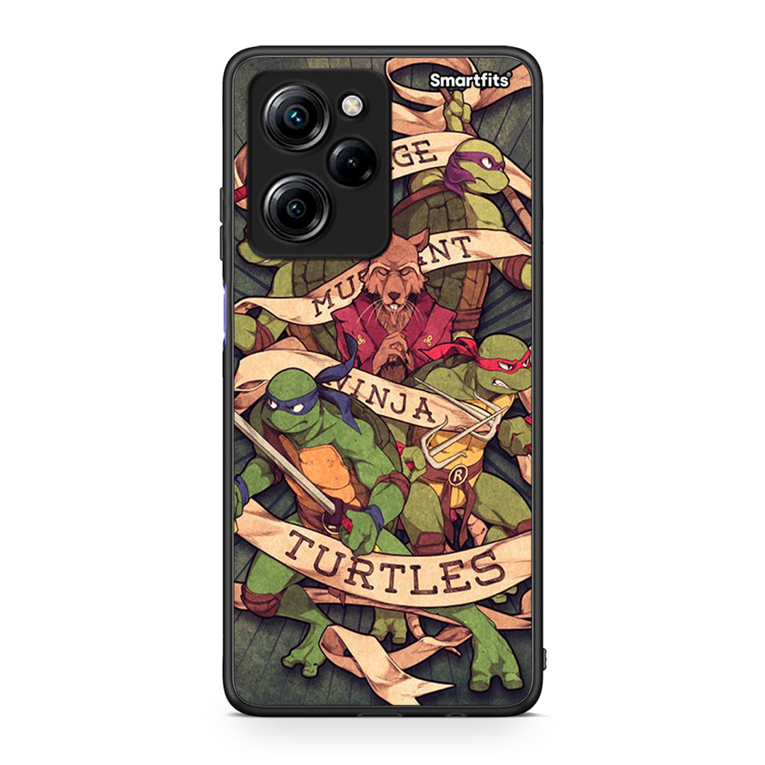 Θήκη Xiaomi Poco X5 Pro 5G Dual Ninja Turtles από τη Smartfits με σχέδιο στο πίσω μέρος και μαύρο περίβλημα | Xiaomi Poco X5 Pro 5G Dual Ninja Turtles Case with Colorful Back and Black Bezels