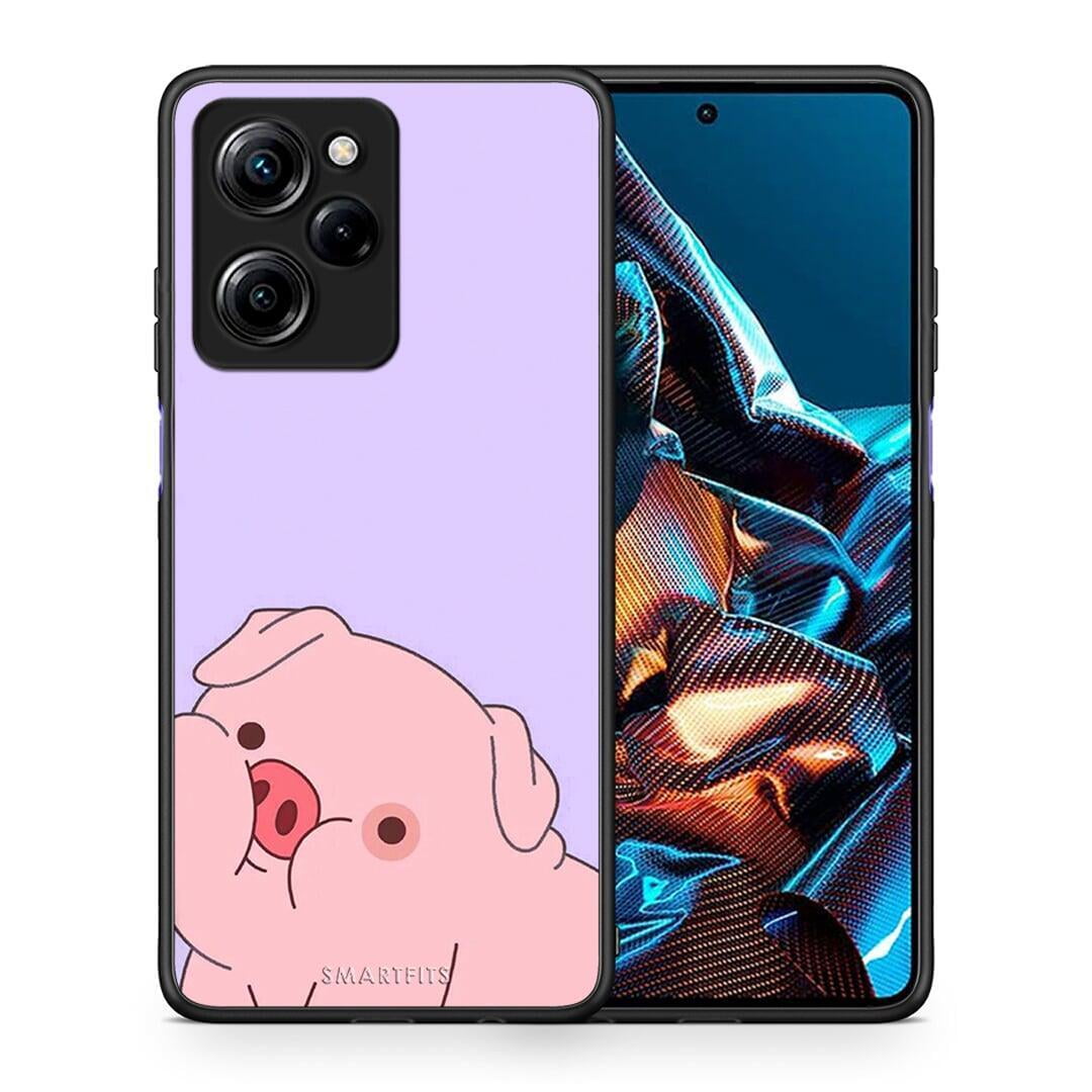 Θήκη Xiaomi Poco X5 Pro 5G Dual Pig Love 2 από τη Smartfits με σχέδιο στο πίσω μέρος και μαύρο περίβλημα | Xiaomi Poco X5 Pro 5G Dual Pig Love 2 Case with Colorful Back and Black Bezels