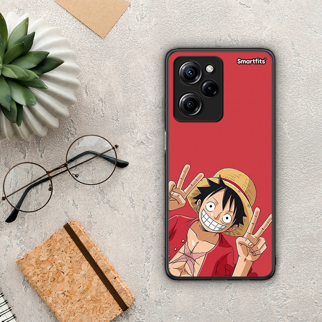 Θήκη Xiaomi Poco X5 Pro 5G Dual Pirate Luffy από τη Smartfits με σχέδιο στο πίσω μέρος και μαύρο περίβλημα | Xiaomi Poco X5 Pro 5G Dual Pirate Luffy Case with Colorful Back and Black Bezels