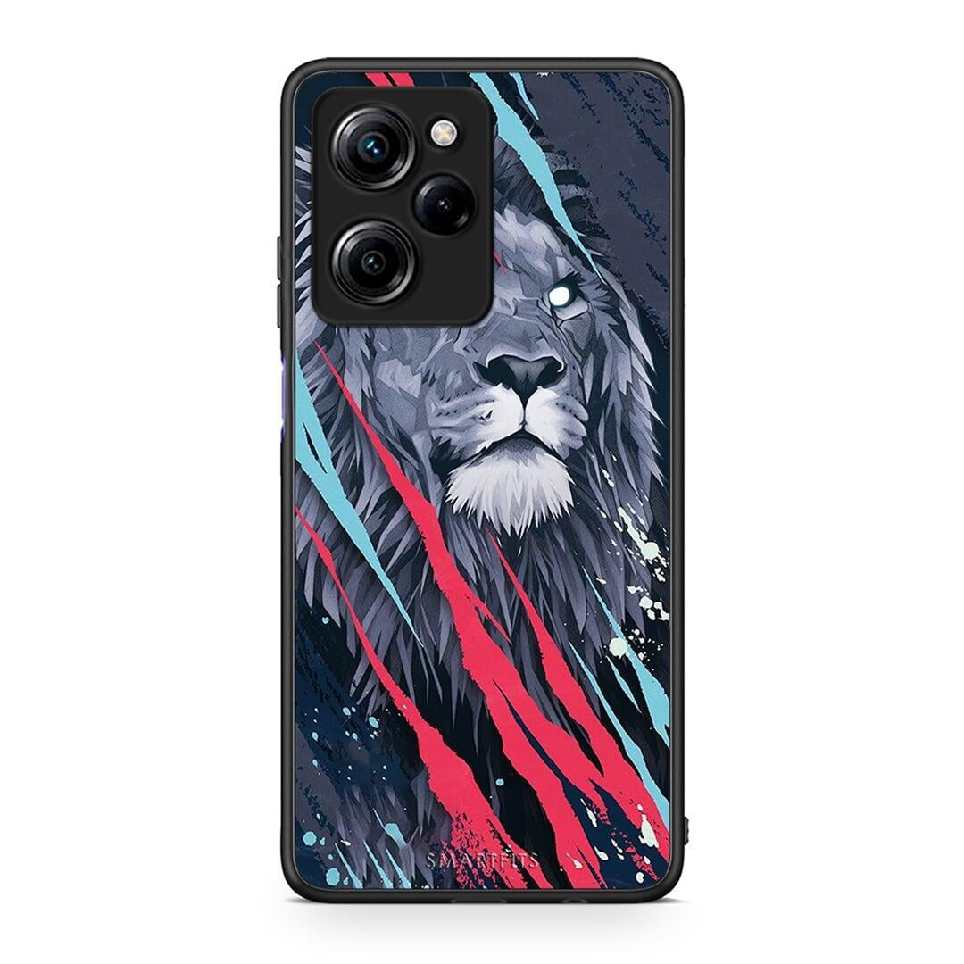 Θήκη Xiaomi Poco X5 Pro 5G Dual PopArt Lion Designer από τη Smartfits με σχέδιο στο πίσω μέρος και μαύρο περίβλημα | Xiaomi Poco X5 Pro 5G Dual PopArt Lion Designer Case with Colorful Back and Black Bezels