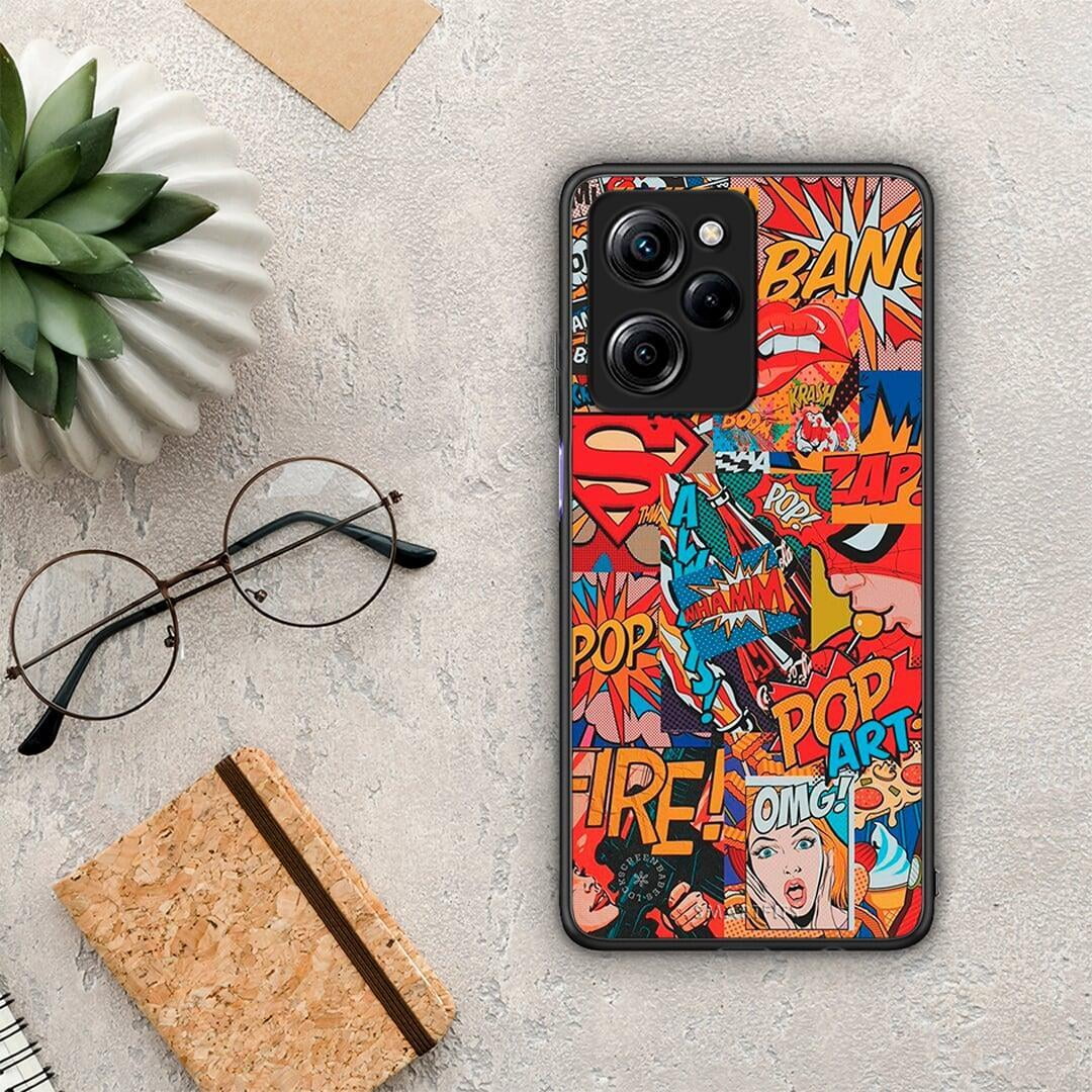 Θήκη Xiaomi Poco X5 Pro 5G Dual PopArt OMG από τη Smartfits με σχέδιο στο πίσω μέρος και μαύρο περίβλημα | Xiaomi Poco X5 Pro 5G Dual PopArt OMG Case with Colorful Back and Black Bezels