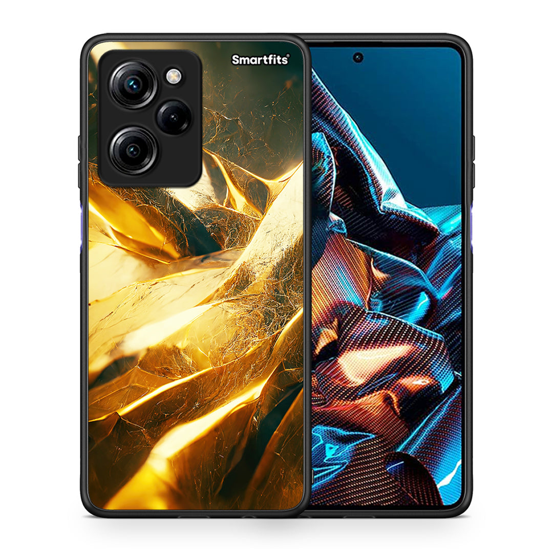 Θήκη Xiaomi Poco X5 Pro 5G Dual Real Gold από τη Smartfits με σχέδιο στο πίσω μέρος και μαύρο περίβλημα | Xiaomi Poco X5 Pro 5G Dual Real Gold Case with Colorful Back and Black Bezels