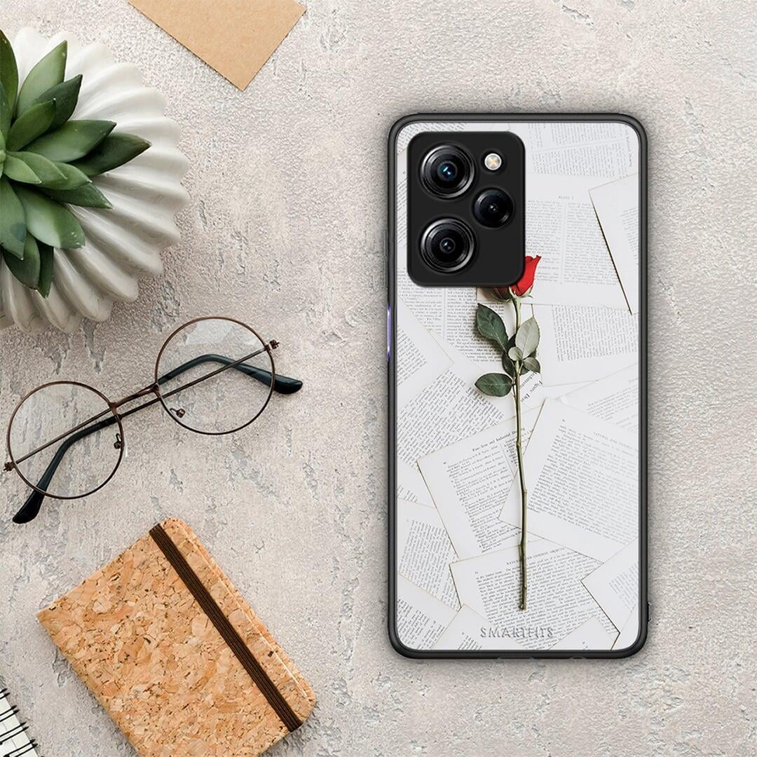 Θήκη Xiaomi Poco X5 Pro 5G Dual Red Rose από τη Smartfits με σχέδιο στο πίσω μέρος και μαύρο περίβλημα | Xiaomi Poco X5 Pro 5G Dual Red Rose Case with Colorful Back and Black Bezels