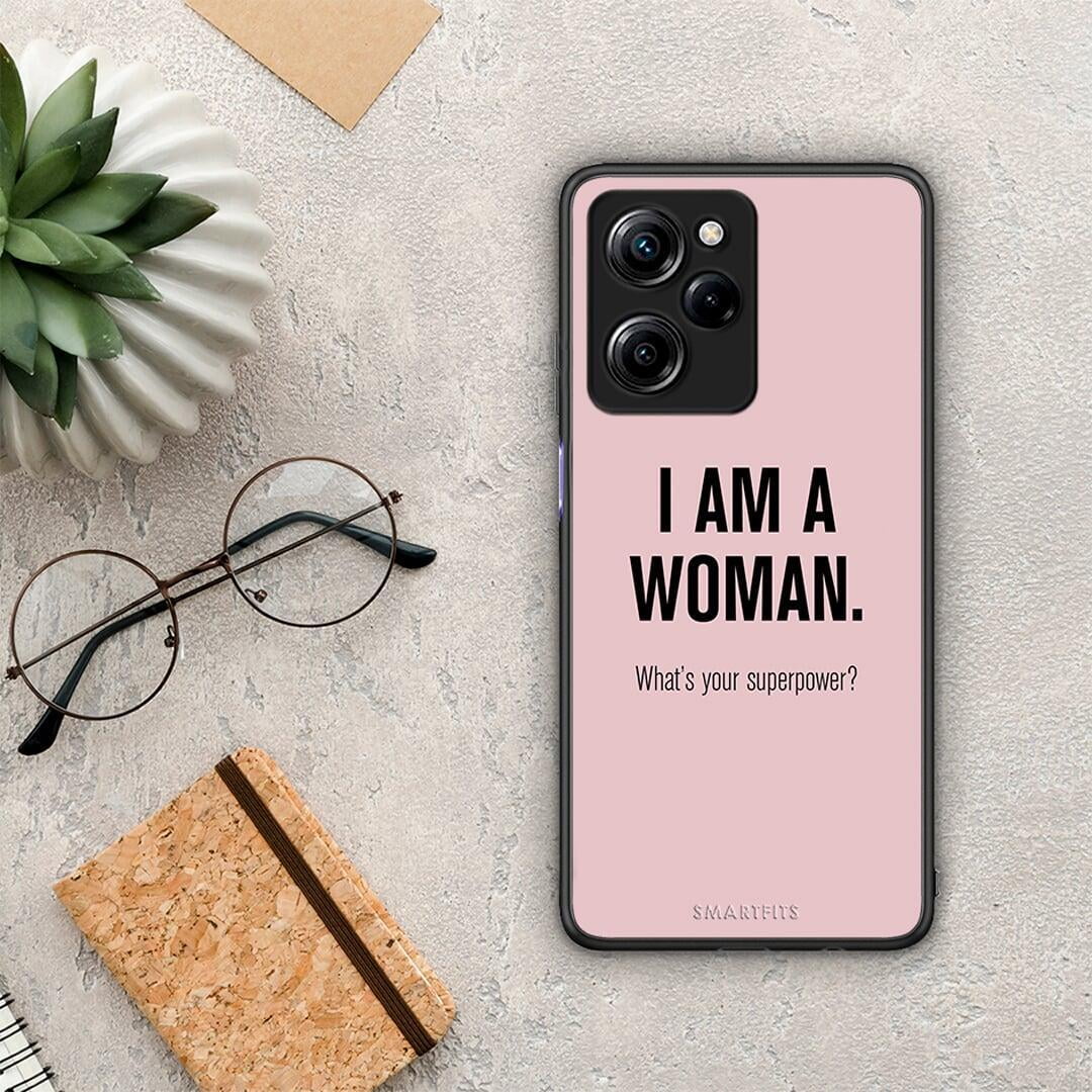 Θήκη Xiaomi Poco X5 Pro 5G Dual Superpower Woman από τη Smartfits με σχέδιο στο πίσω μέρος και μαύρο περίβλημα | Xiaomi Poco X5 Pro 5G Dual Superpower Woman Case with Colorful Back and Black Bezels