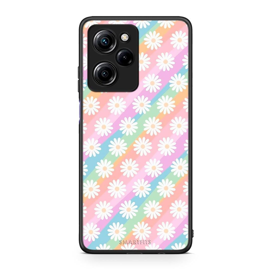 Θήκη Xiaomi Poco X5 Pro 5G Dual White Daisies από τη Smartfits με σχέδιο στο πίσω μέρος και μαύρο περίβλημα | Xiaomi Poco X5 Pro 5G Dual White Daisies Case with Colorful Back and Black Bezels