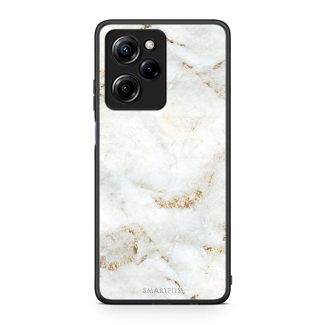 Θήκη Xiaomi Poco X5 Pro 5G Dual White Gold Marble από τη Smartfits με σχέδιο στο πίσω μέρος και μαύρο περίβλημα | Xiaomi Poco X5 Pro 5G Dual White Gold Marble Case with Colorful Back and Black Bezels