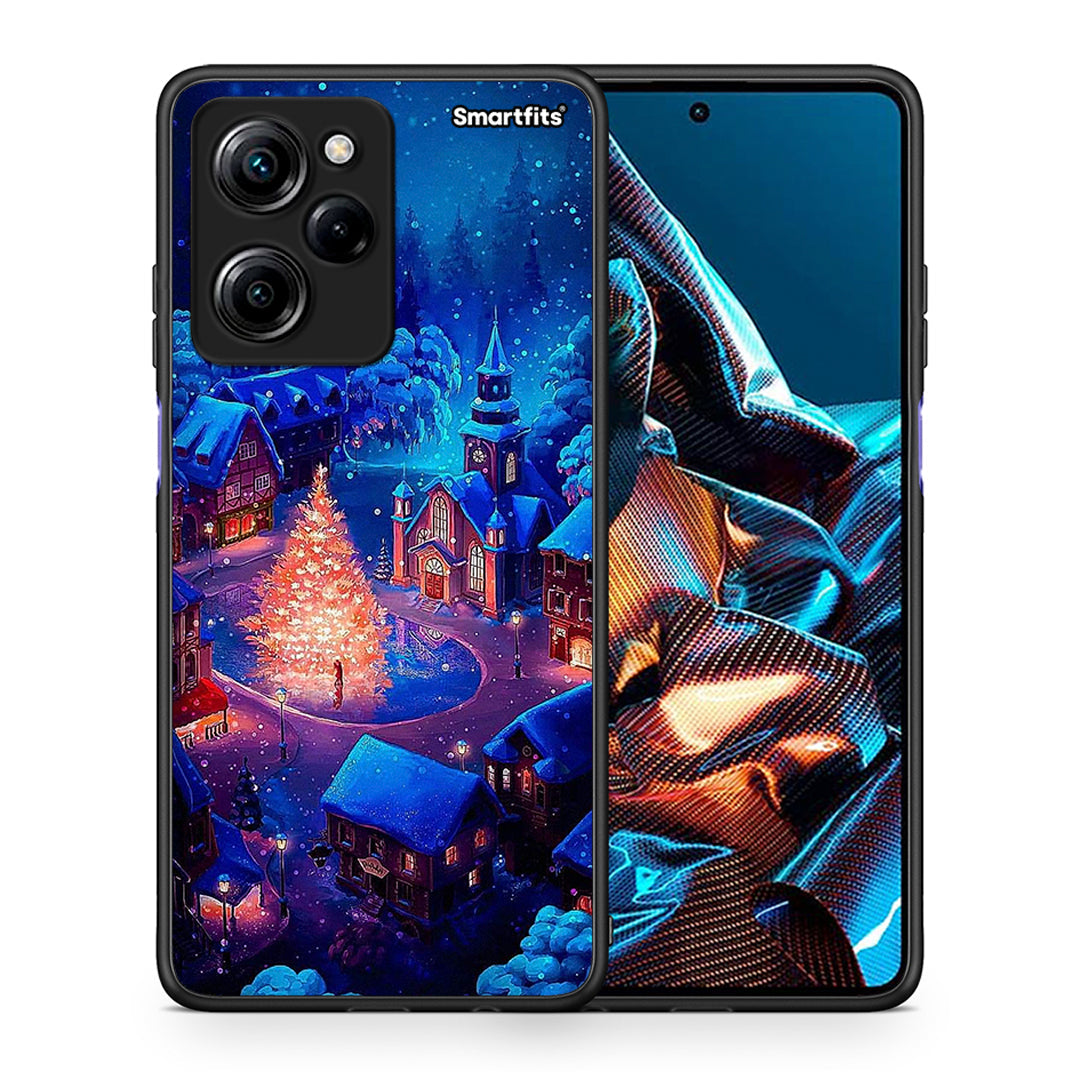 Θήκη Xiaomi Poco X5 Pro 5G Dual Xmas Village από τη Smartfits με σχέδιο στο πίσω μέρος και μαύρο περίβλημα | Xiaomi Poco X5 Pro 5G Dual Xmas Village Case with Colorful Back and Black Bezels