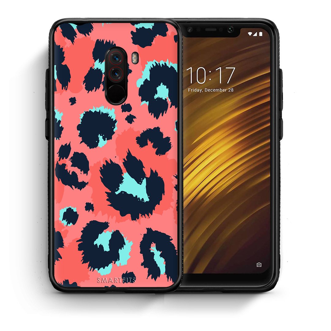 Θήκη Xiaomi Pocophone F1 Pink Leopard Animal από τη Smartfits με σχέδιο στο πίσω μέρος και μαύρο περίβλημα | Xiaomi Pocophone F1 Pink Leopard Animal case with colorful back and black bezels