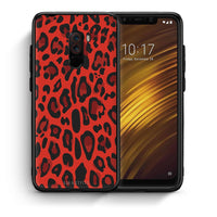 Thumbnail for Θήκη Xiaomi Pocophone F1 Red Leopard Animal από τη Smartfits με σχέδιο στο πίσω μέρος και μαύρο περίβλημα | Xiaomi Pocophone F1 Red Leopard Animal case with colorful back and black bezels