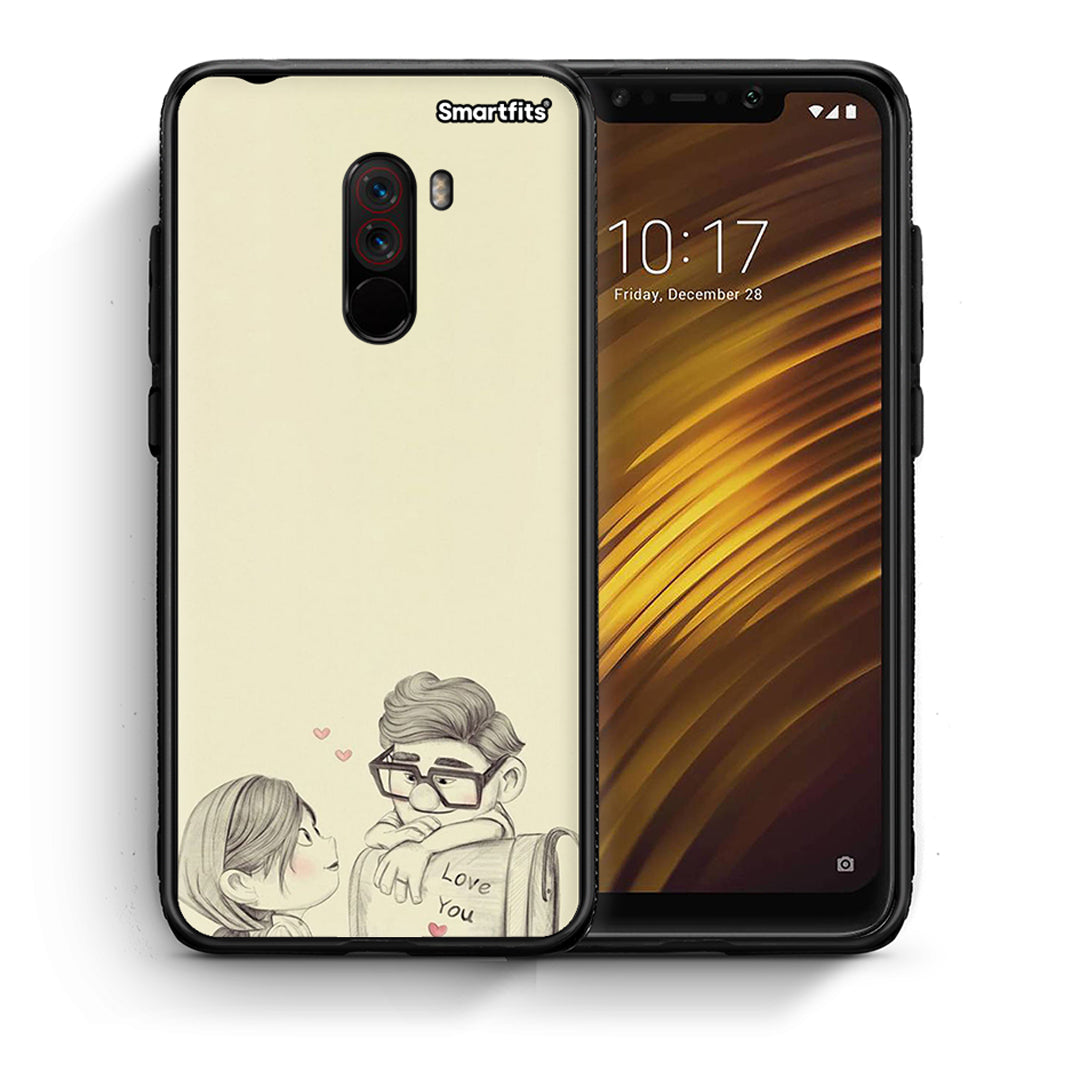 Θήκη Xiaomi Pocophone F1 Carl And Ellie από τη Smartfits με σχέδιο στο πίσω μέρος και μαύρο περίβλημα | Xiaomi Pocophone F1 Carl And Ellie case with colorful back and black bezels