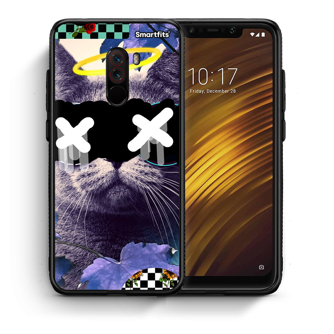 Θήκη Xiaomi Pocophone F1 Cat Collage από τη Smartfits με σχέδιο στο πίσω μέρος και μαύρο περίβλημα | Xiaomi Pocophone F1 Cat Collage case with colorful back and black bezels