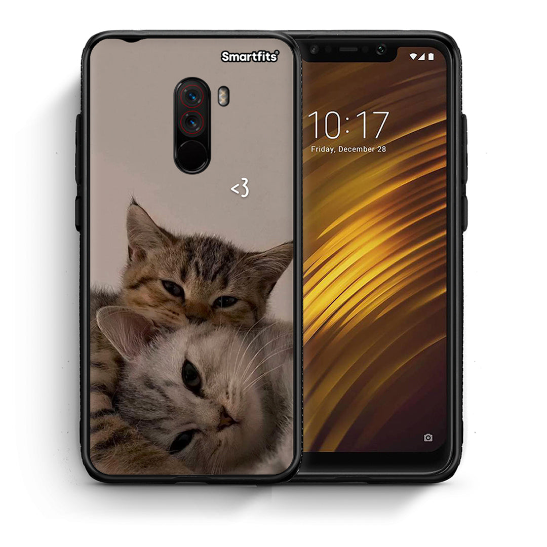 Θήκη Xiaomi Pocophone F1 Cats In Love από τη Smartfits με σχέδιο στο πίσω μέρος και μαύρο περίβλημα | Xiaomi Pocophone F1 Cats In Love case with colorful back and black bezels