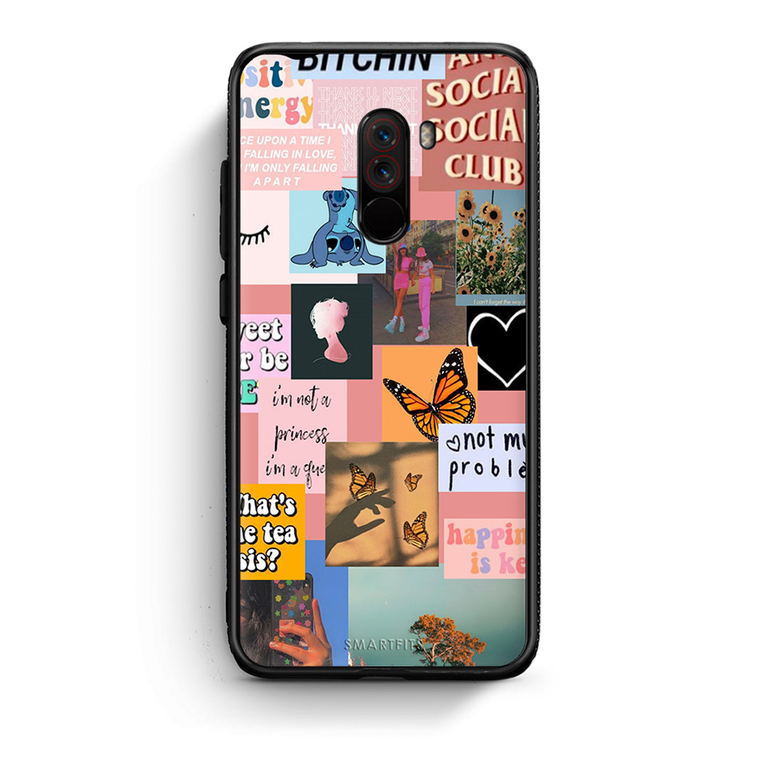 Xiaomi Pocophone F1 Collage Bitchin Θήκη Αγίου Βαλεντίνου από τη Smartfits με σχέδιο στο πίσω μέρος και μαύρο περίβλημα | Smartphone case with colorful back and black bezels by Smartfits