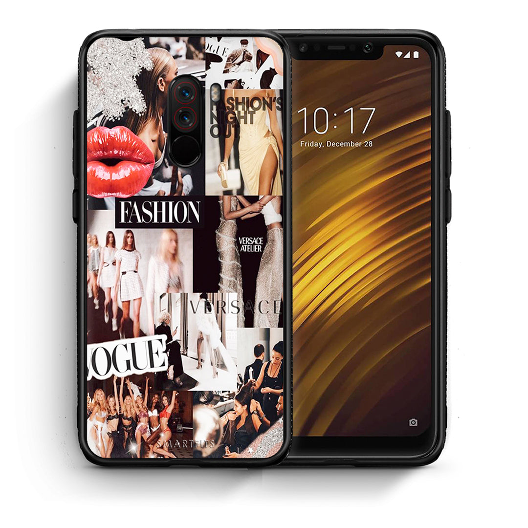 Θήκη Αγίου Βαλεντίνου Xiaomi Pocophone F1 Collage Fashion από τη Smartfits με σχέδιο στο πίσω μέρος και μαύρο περίβλημα | Xiaomi Pocophone F1 Collage Fashion case with colorful back and black bezels