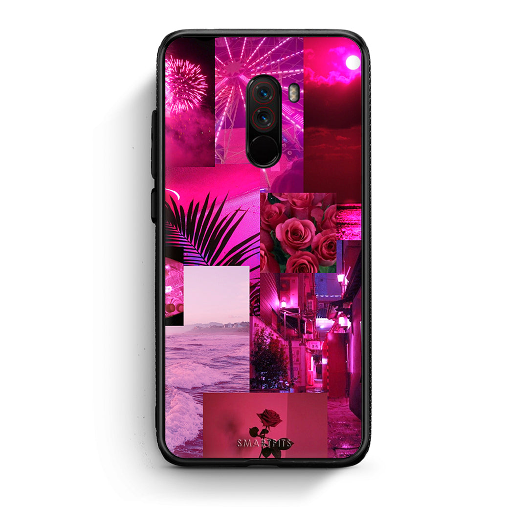 Xiaomi Pocophone F1 Collage Red Roses Θήκη Αγίου Βαλεντίνου από τη Smartfits με σχέδιο στο πίσω μέρος και μαύρο περίβλημα | Smartphone case with colorful back and black bezels by Smartfits