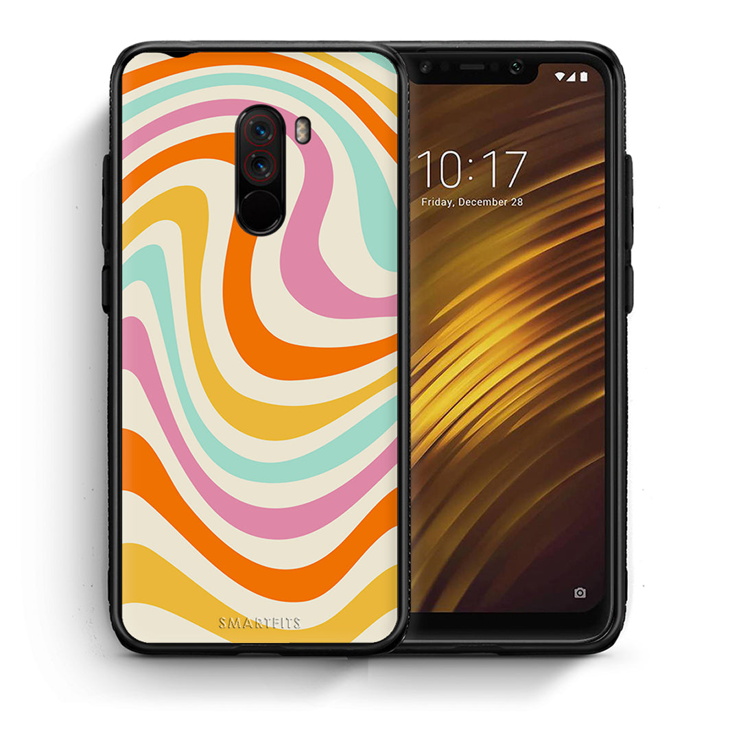 Θήκη Xiaomi Pocophone F1 Colourful Waves από τη Smartfits με σχέδιο στο πίσω μέρος και μαύρο περίβλημα | Xiaomi Pocophone F1 Colourful Waves case with colorful back and black bezels