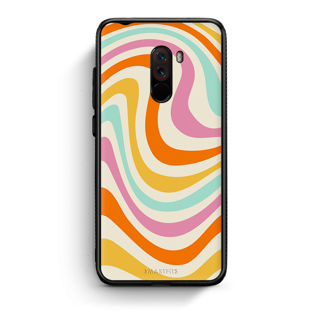Xiaomi Pocophone F1 Colourful Waves θήκη από τη Smartfits με σχέδιο στο πίσω μέρος και μαύρο περίβλημα | Smartphone case with colorful back and black bezels by Smartfits
