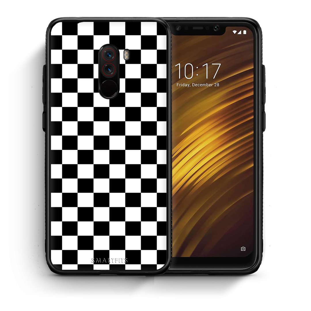 Θήκη Xiaomi Pocophone F1 Squares Geometric από τη Smartfits με σχέδιο στο πίσω μέρος και μαύρο περίβλημα | Xiaomi Pocophone F1 Squares Geometric case with colorful back and black bezels