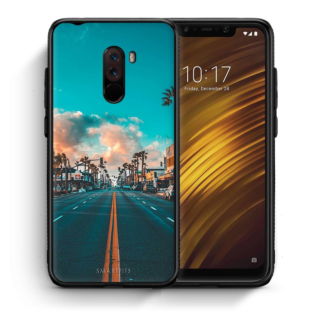 Θήκη Xiaomi Pocophone F1 City Landscape από τη Smartfits με σχέδιο στο πίσω μέρος και μαύρο περίβλημα | Xiaomi Pocophone F1 City Landscape case with colorful back and black bezels