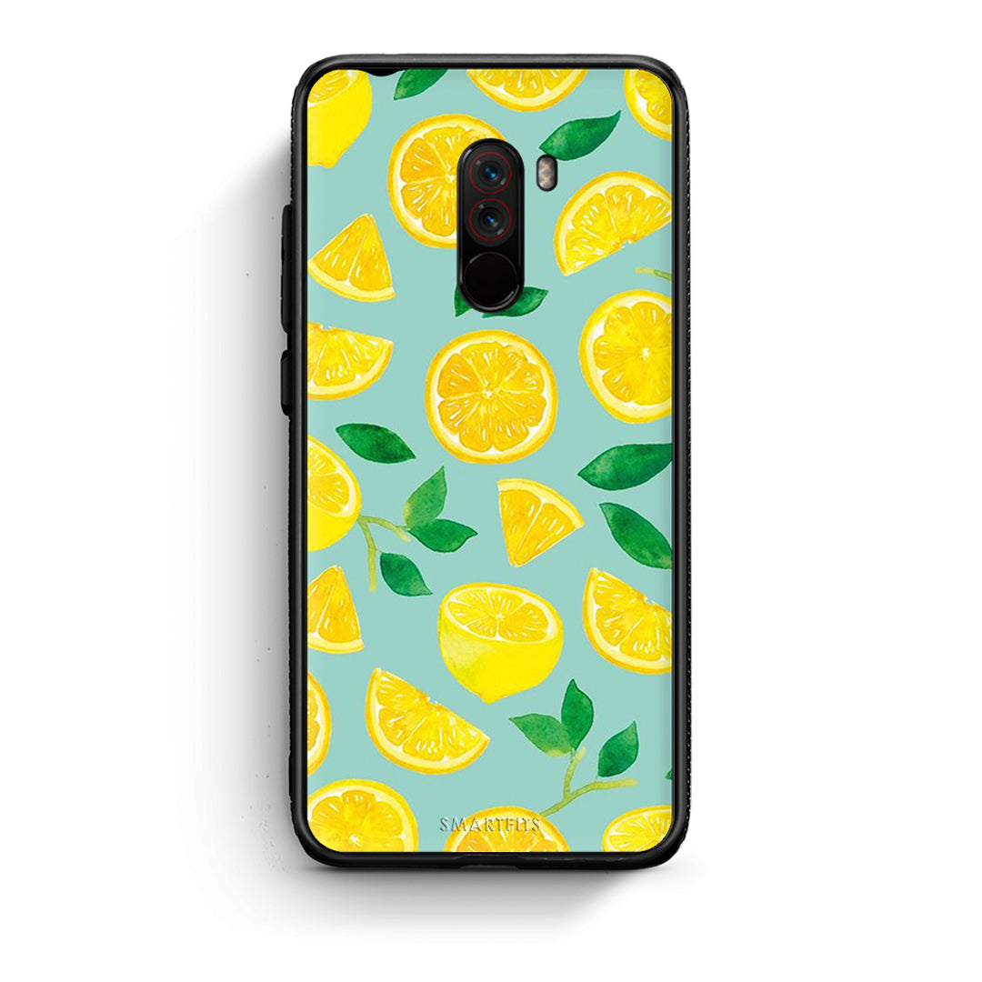 Xiaomi Pocophone F1 Lemons θήκη από τη Smartfits με σχέδιο στο πίσω μέρος και μαύρο περίβλημα | Smartphone case with colorful back and black bezels by Smartfits