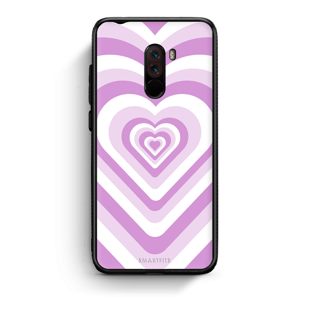 Xiaomi Pocophone F1 Lilac Hearts θήκη από τη Smartfits με σχέδιο στο πίσω μέρος και μαύρο περίβλημα | Smartphone case with colorful back and black bezels by Smartfits