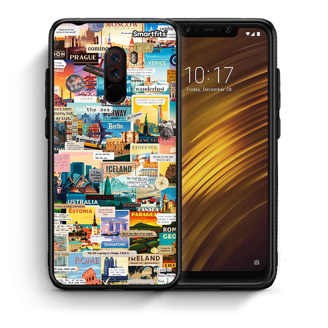 Θήκη Xiaomi Pocophone F1 Live To Travel από τη Smartfits με σχέδιο στο πίσω μέρος και μαύρο περίβλημα | Xiaomi Pocophone F1 Live To Travel case with colorful back and black bezels
