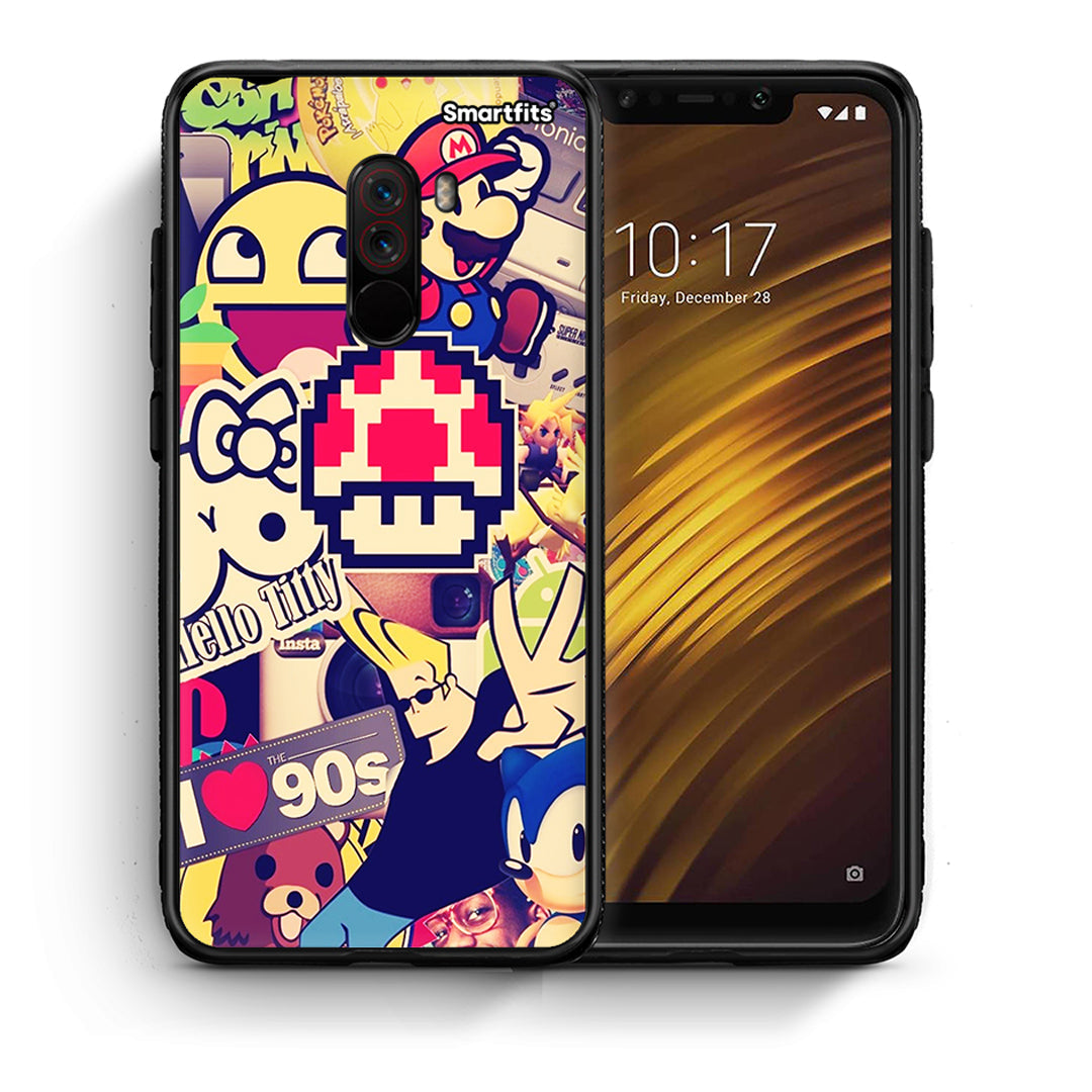 Θήκη Xiaomi Pocophone F1 Love The 90s από τη Smartfits με σχέδιο στο πίσω μέρος και μαύρο περίβλημα | Xiaomi Pocophone F1 Love The 90s case with colorful back and black bezels