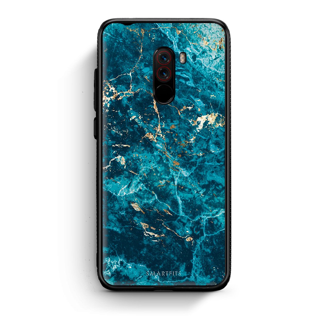 Xiaomi Pocophone F1 Marble Blue θήκη από τη Smartfits με σχέδιο στο πίσω μέρος και μαύρο περίβλημα | Smartphone case with colorful back and black bezels by Smartfits