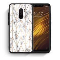 Thumbnail for Θήκη Xiaomi Pocophone F1 Gold Geometric Marble από τη Smartfits με σχέδιο στο πίσω μέρος και μαύρο περίβλημα | Xiaomi Pocophone F1 Gold Geometric Marble case with colorful back and black bezels