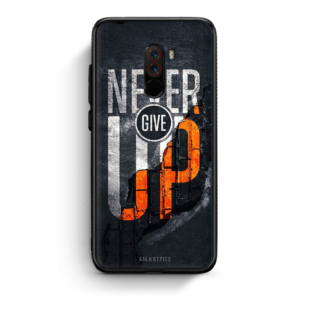 Xiaomi Pocophone F1 Never Give Up Θήκη Αγίου Βαλεντίνου από τη Smartfits με σχέδιο στο πίσω μέρος και μαύρο περίβλημα | Smartphone case with colorful back and black bezels by Smartfits