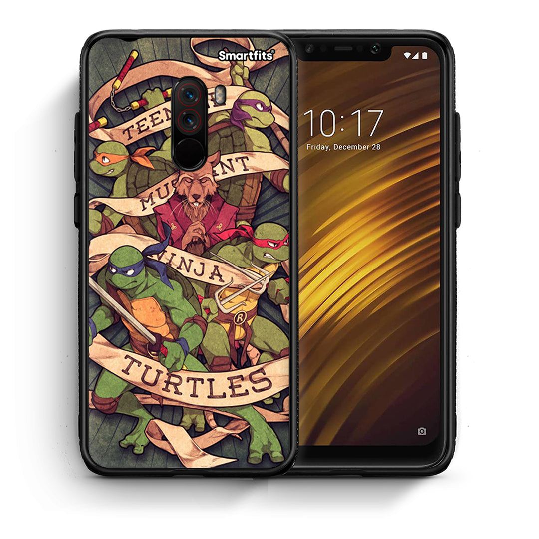 Θήκη Xiaomi Pocophone F1 Ninja Turtles από τη Smartfits με σχέδιο στο πίσω μέρος και μαύρο περίβλημα | Xiaomi Pocophone F1 Ninja Turtles case with colorful back and black bezels
