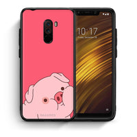 Thumbnail for Θήκη Αγίου Βαλεντίνου Xiaomi Pocophone F1 Pig Love 1 από τη Smartfits με σχέδιο στο πίσω μέρος και μαύρο περίβλημα | Xiaomi Pocophone F1 Pig Love 1 case with colorful back and black bezels