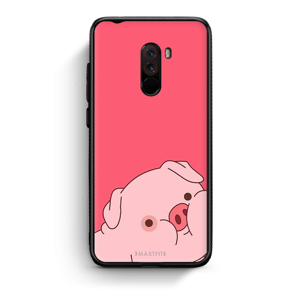 Xiaomi Pocophone F1 Pig Love 1 Θήκη Αγίου Βαλεντίνου από τη Smartfits με σχέδιο στο πίσω μέρος και μαύρο περίβλημα | Smartphone case with colorful back and black bezels by Smartfits