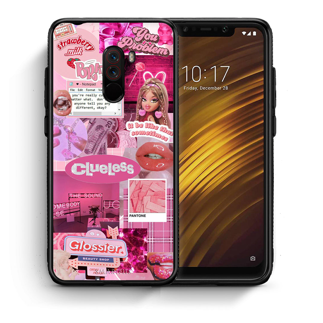 Θήκη Αγίου Βαλεντίνου Xiaomi Pocophone F1 Pink Love από τη Smartfits με σχέδιο στο πίσω μέρος και μαύρο περίβλημα | Xiaomi Pocophone F1 Pink Love case with colorful back and black bezels