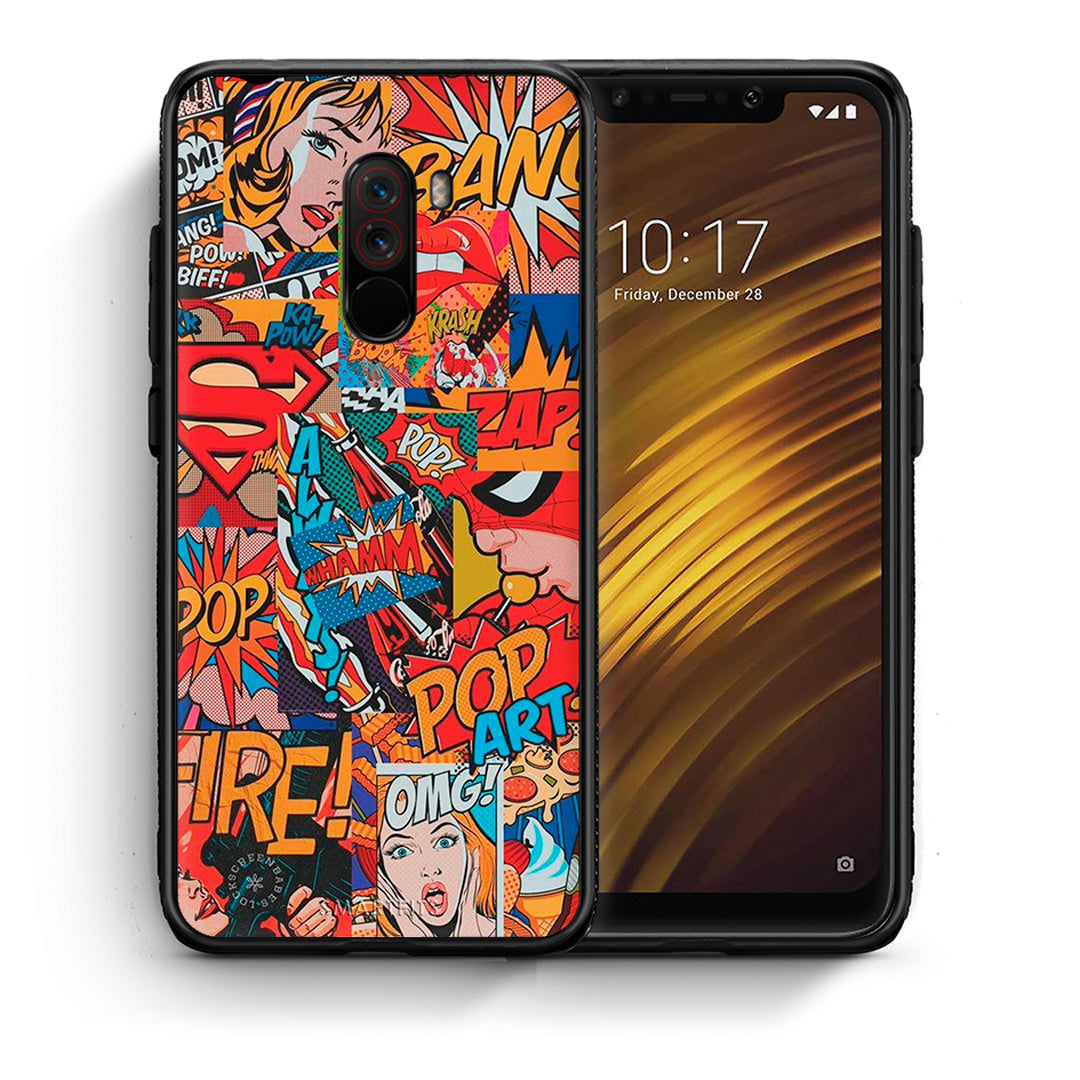 Θήκη Xiaomi Pocophone F1 PopArt OMG από τη Smartfits με σχέδιο στο πίσω μέρος και μαύρο περίβλημα | Xiaomi Pocophone F1 PopArt OMG case with colorful back and black bezels