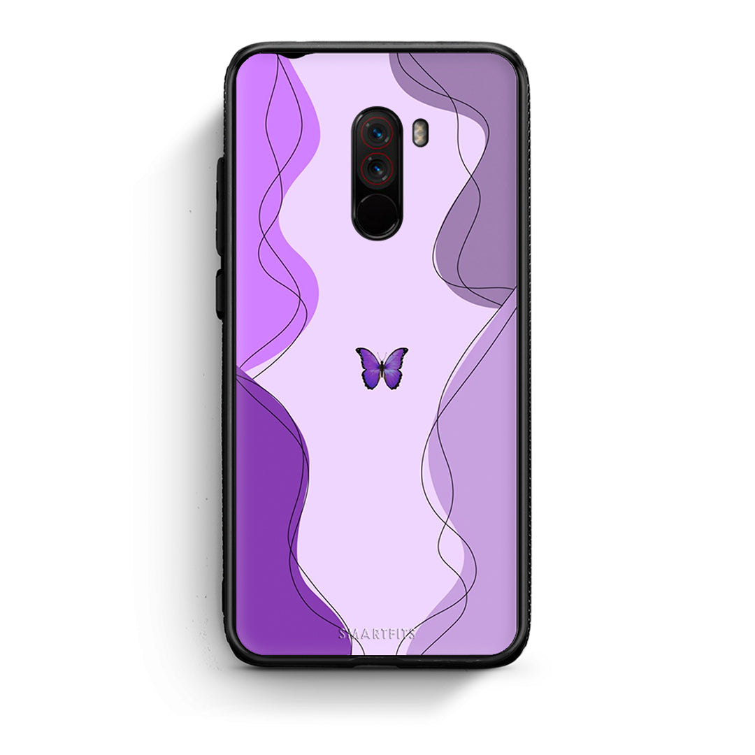 Xiaomi Pocophone F1 Purple Mariposa Θήκη Αγίου Βαλεντίνου από τη Smartfits με σχέδιο στο πίσω μέρος και μαύρο περίβλημα | Smartphone case with colorful back and black bezels by Smartfits