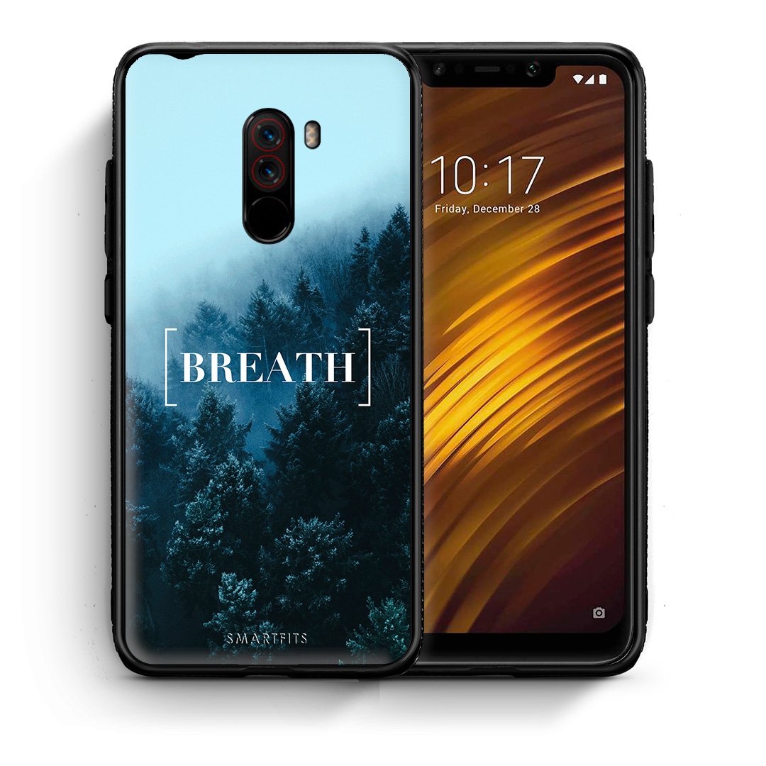 Θήκη Xiaomi Pocophone F1 Breath Quote από τη Smartfits με σχέδιο στο πίσω μέρος και μαύρο περίβλημα | Xiaomi Pocophone F1 Breath Quote case with colorful back and black bezels