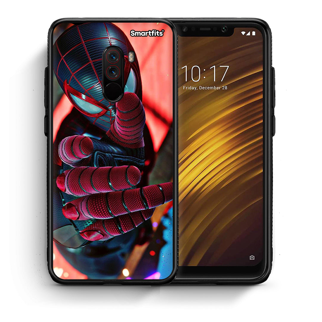 Θήκη Xiaomi Pocophone F1 Spider Hand από τη Smartfits με σχέδιο στο πίσω μέρος και μαύρο περίβλημα | Xiaomi Pocophone F1 Spider Hand case with colorful back and black bezels