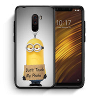 Thumbnail for Θήκη Xiaomi Pocophone F1 Minion Text από τη Smartfits με σχέδιο στο πίσω μέρος και μαύρο περίβλημα | Xiaomi Pocophone F1 Minion Text case with colorful back and black bezels