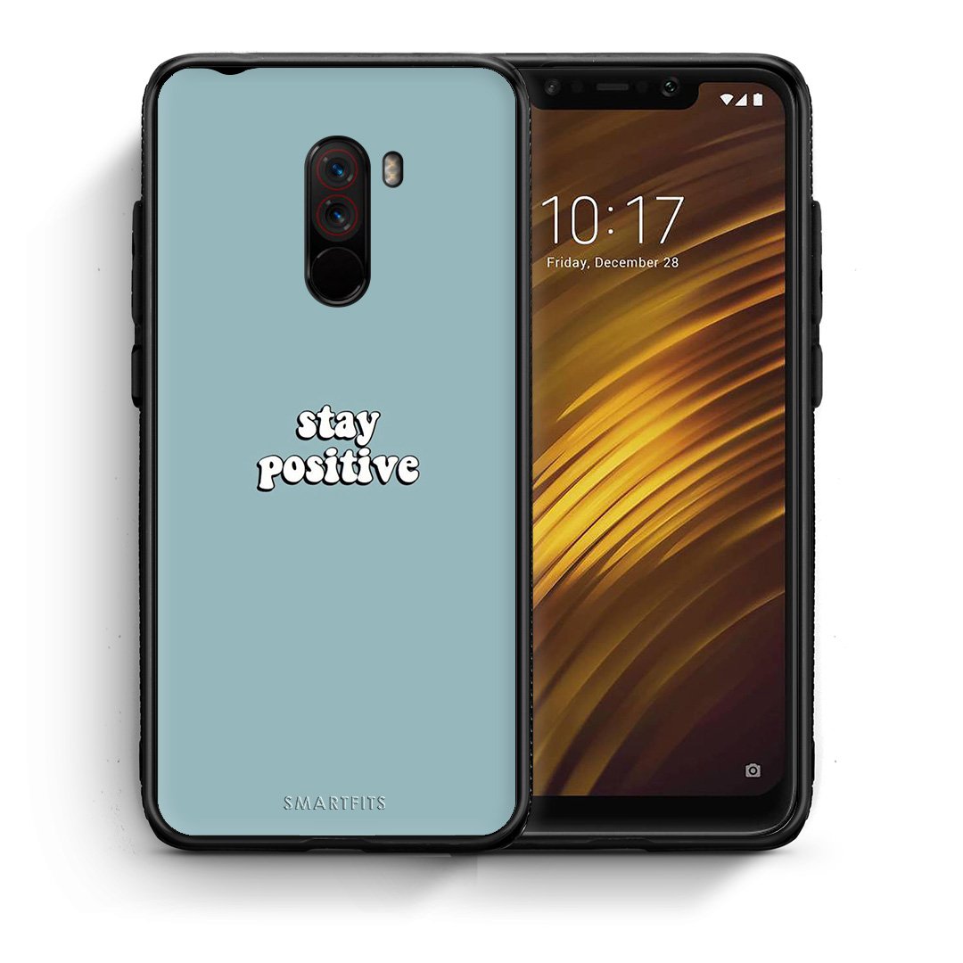 Θήκη Xiaomi Pocophone F1 Positive Text από τη Smartfits με σχέδιο στο πίσω μέρος και μαύρο περίβλημα | Xiaomi Pocophone F1 Positive Text case with colorful back and black bezels