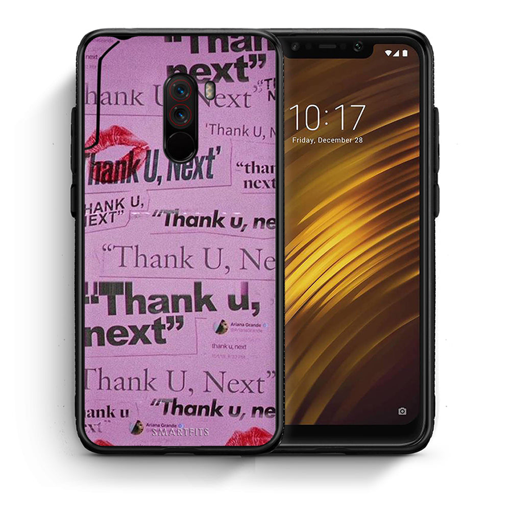 Θήκη Αγίου Βαλεντίνου Xiaomi Pocophone F1 Thank You Next από τη Smartfits με σχέδιο στο πίσω μέρος και μαύρο περίβλημα | Xiaomi Pocophone F1 Thank You Next case with colorful back and black bezels