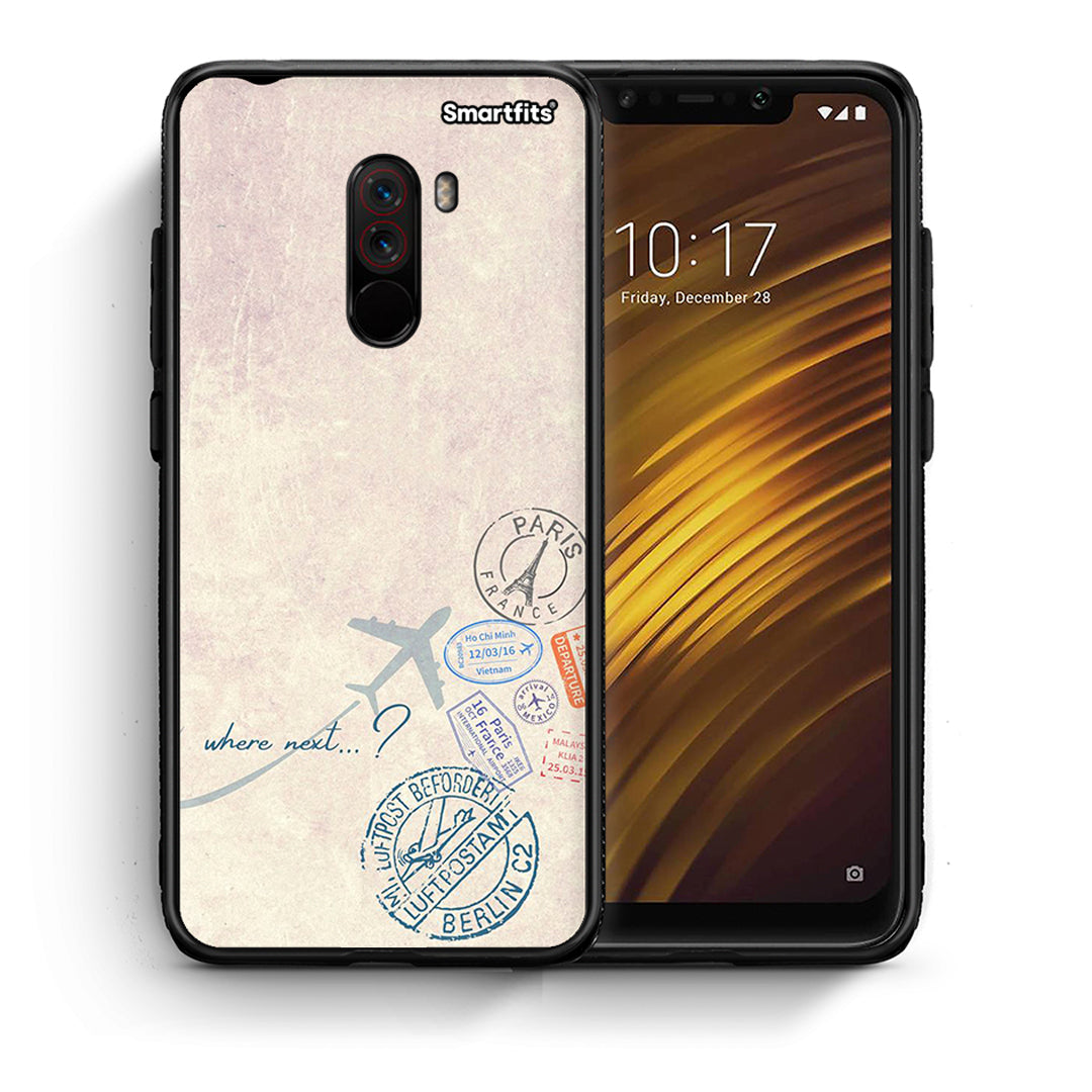 Θήκη Xiaomi Pocophone F1 Where Next από τη Smartfits με σχέδιο στο πίσω μέρος και μαύρο περίβλημα | Xiaomi Pocophone F1 Where Next case with colorful back and black bezels