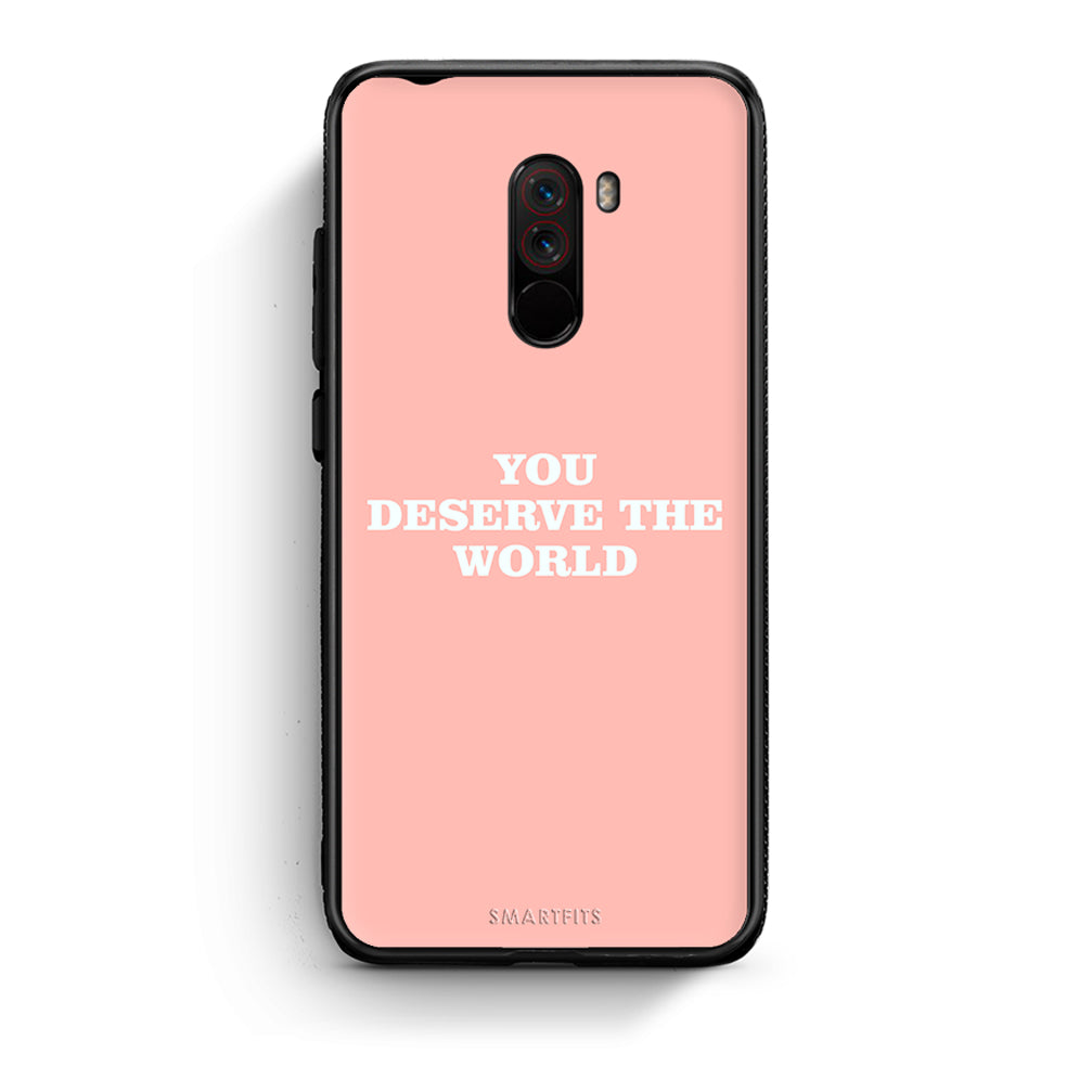 Xiaomi Pocophone F1 You Deserve The World Θήκη Αγίου Βαλεντίνου από τη Smartfits με σχέδιο στο πίσω μέρος και μαύρο περίβλημα | Smartphone case with colorful back and black bezels by Smartfits