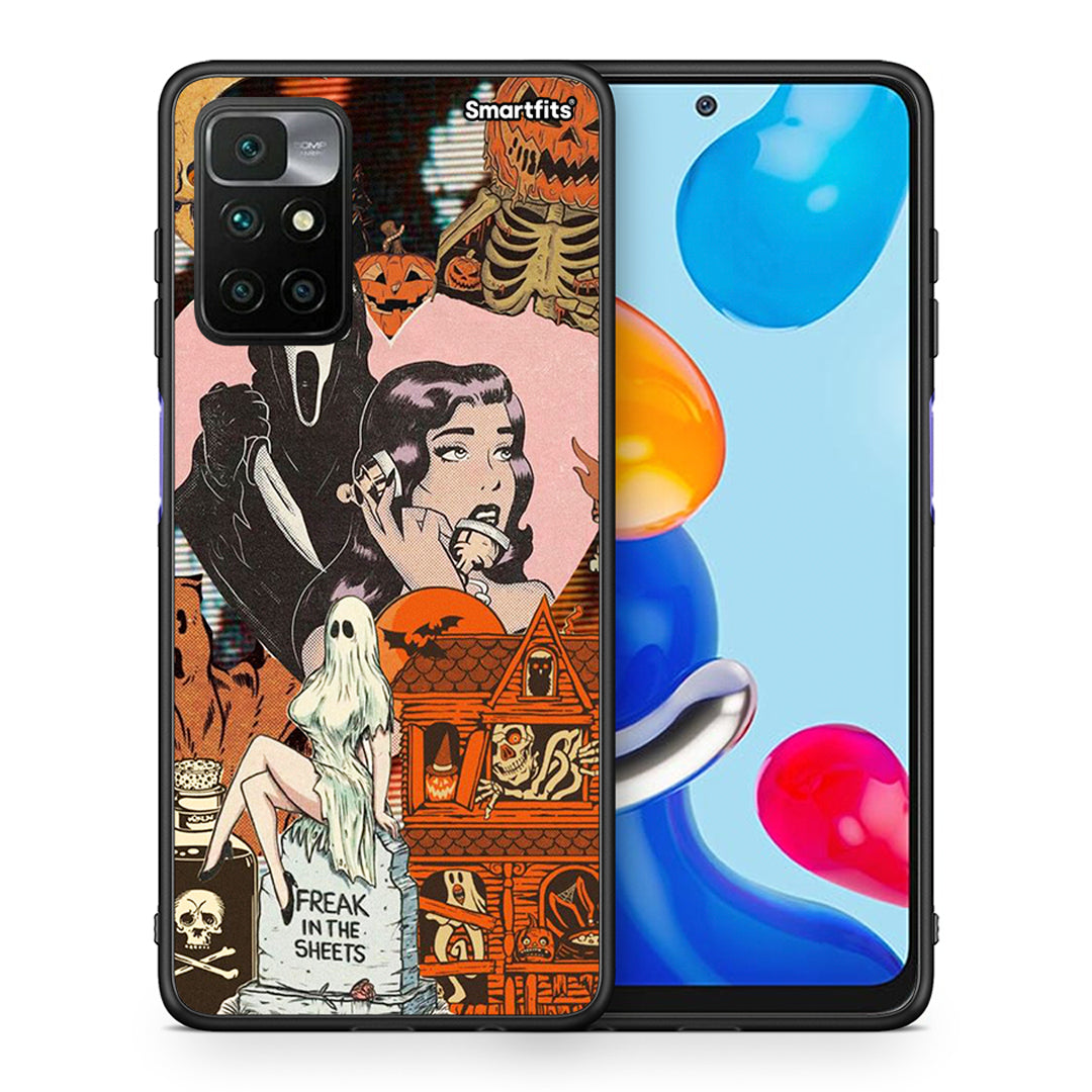 Θήκη Xiaomi Redmi 10 / Redmi Note 11 4G Halloween Collage από τη Smartfits με σχέδιο στο πίσω μέρος και μαύρο περίβλημα | Xiaomi Redmi 10 / Redmi Note 11 4G Halloween Collage case with colorful back and black bezels