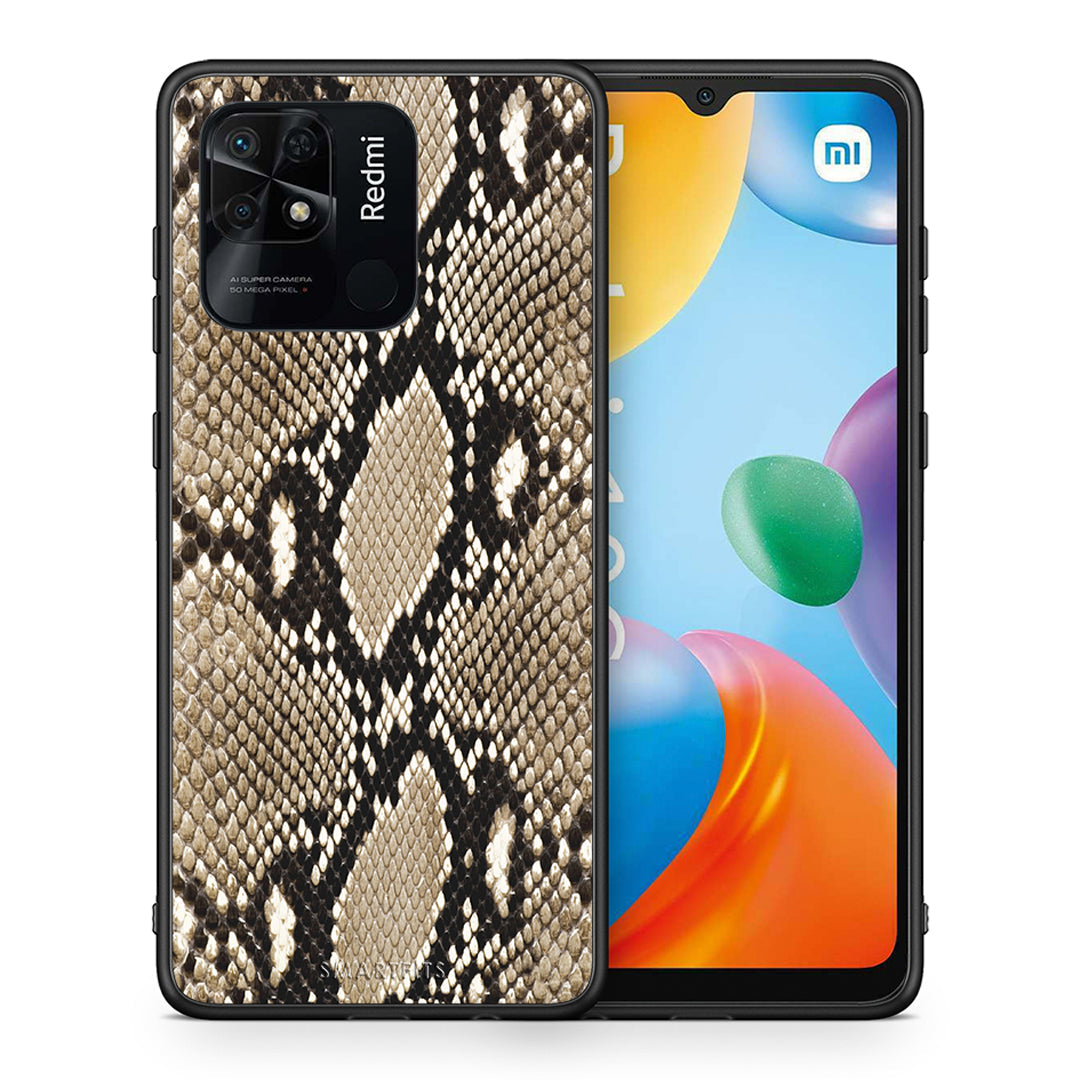 Θήκη Xiaomi Redmi 10C Fashion Snake Animal από τη Smartfits με σχέδιο στο πίσω μέρος και μαύρο περίβλημα | Xiaomi Redmi 10C Fashion Snake Animal case with colorful back and black bezels