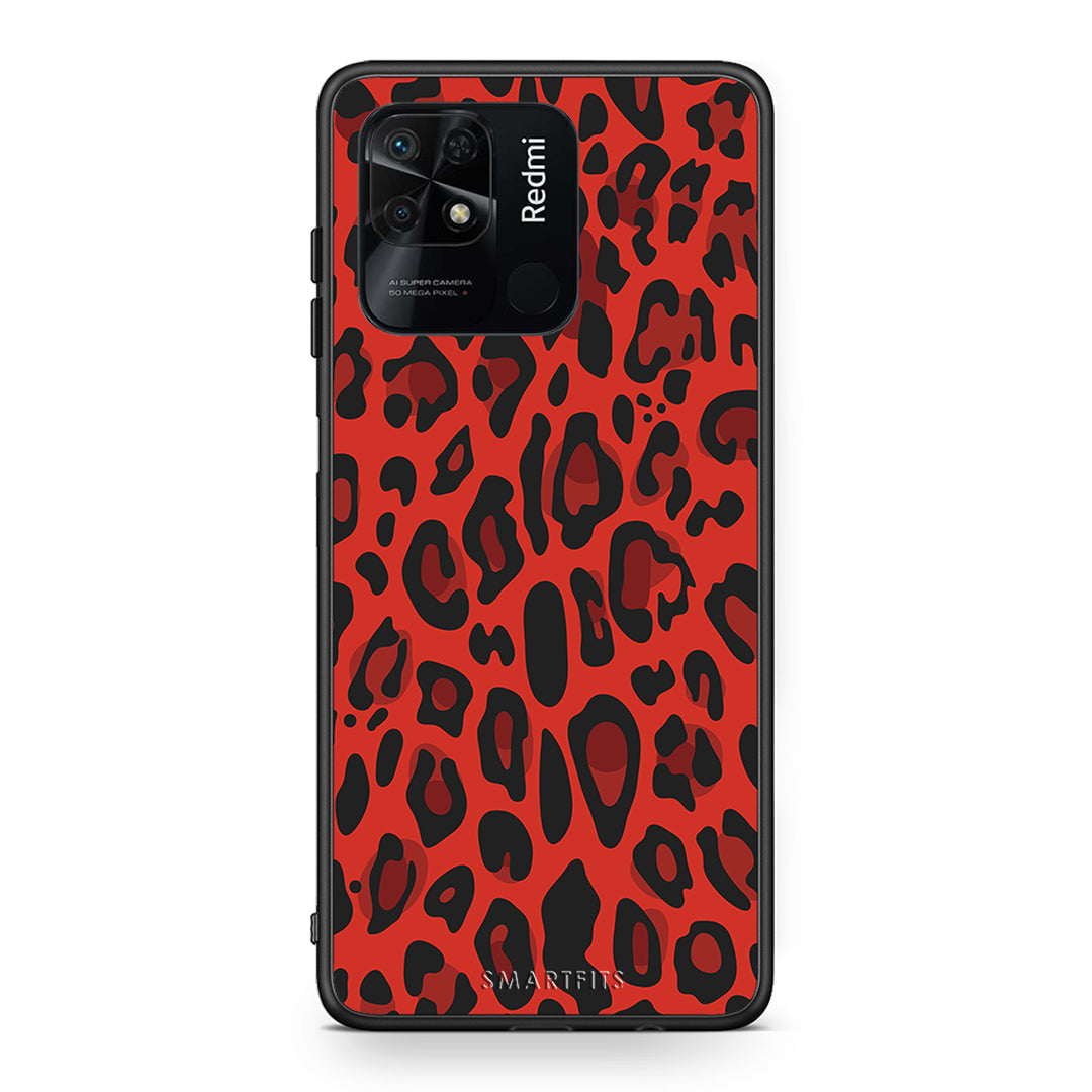 4 - Xiaomi Redmi 10C Red Leopard Animal case, cover, bumper