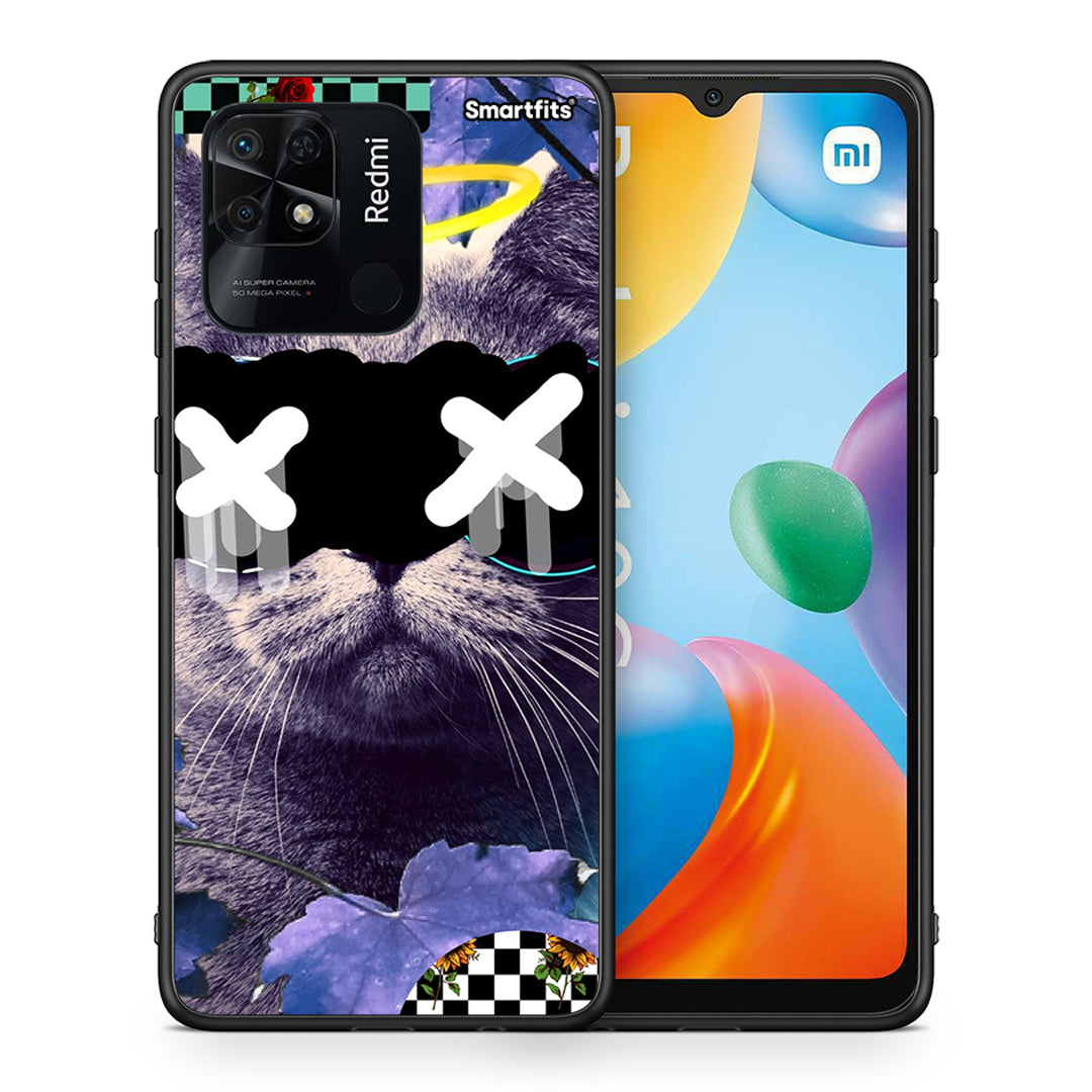 Θήκη Xiaomi Redmi 10C Cat Collage από τη Smartfits με σχέδιο στο πίσω μέρος και μαύρο περίβλημα | Xiaomi Redmi 10C Cat Collage case with colorful back and black bezels